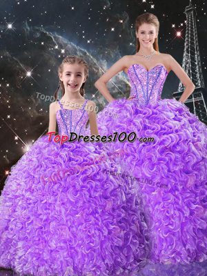 Ball Gowns 15 Quinceanera Dress Lavender Sweetheart Organza Sleeveless Floor Length Lace Up