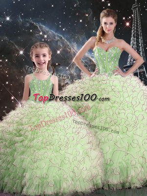 Organza Lace Up Sweet 16 Dress Sleeveless Floor Length Beading and Ruffles