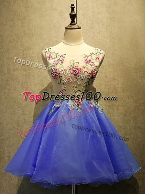 Appliques Evening Dress Lavender Lace Up Sleeveless Mini Length