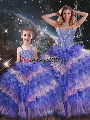Ball Gowns Quinceanera Dresses Multi-color Sweetheart Organza Sleeveless Floor Length Lace Up