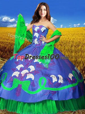 Sleeveless Lace Up Floor Length Embroidery Vestidos de Quinceanera