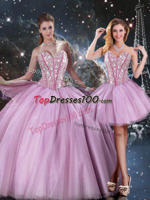 Floor Length Lilac 15 Quinceanera Dress Sweetheart Sleeveless Lace Up