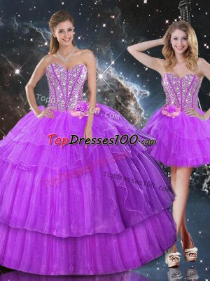 Amazing Sleeveless Ruffled Layers Lace Up Sweet 16 Dress