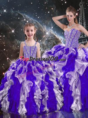 Discount Sleeveless Beading and Ruffles Lace Up Quinceanera Dresses