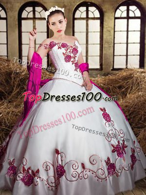 Flare Floor Length White Sweet 16 Quinceanera Dress Sweetheart Sleeveless Lace Up