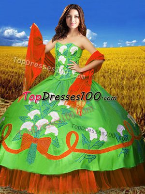 Multi-color Sleeveless Embroidery Floor Length Ball Gown Prom Dress