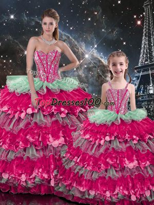 Floor Length Multi-color Sweet 16 Quinceanera Dress Sweetheart Sleeveless Lace Up