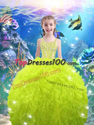 Excellent Floor Length Pageant Gowns For Girls Straps Sleeveless Lace Up