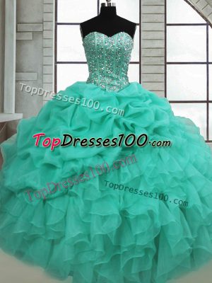 Attractive Sleeveless Beading and Ruffles and Pick Ups Lace Up Quinceanera Dresses