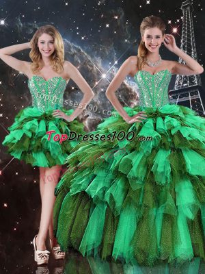Sweetheart Sleeveless Lace Up Sweet 16 Dresses Multi-color Organza