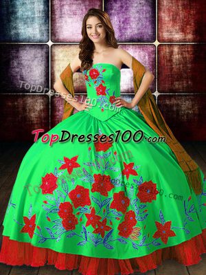 Dramatic Floor Length Multi-color 15th Birthday Dress Strapless Sleeveless Lace Up