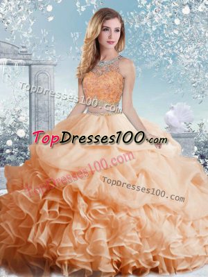 Sleeveless Clasp Handle Floor Length Beading and Ruffles and Pick Ups Sweet 16 Dresses