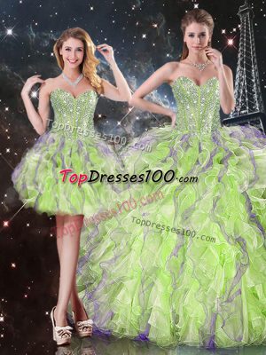 Graceful Sweetheart Sleeveless Lace Up 15th Birthday Dress Organza