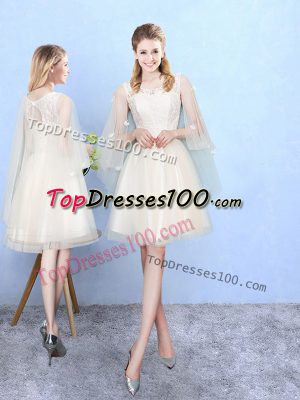 Half Sleeves Lace Lace Up Wedding Party Dress