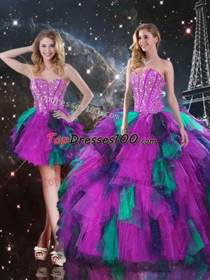 Sumptuous Sweetheart Sleeveless Lace Up Ball Gown Prom Dress Multi-color Tulle