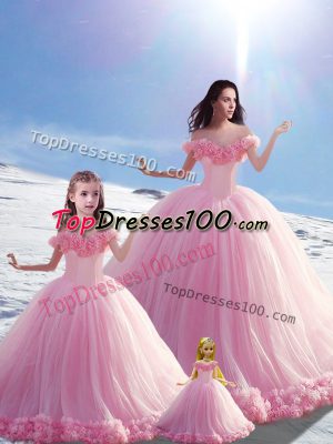 Exceptional Ball Gowns Sleeveless Baby Pink Sweet 16 Dresses Brush Train Lace Up