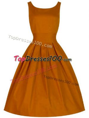 Knee Length Orange Vestidos de Damas Taffeta Sleeveless Ruching