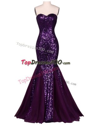 Customized Purple Sleeveless Chiffon and Tulle Lace Up Evening Dresses for Prom and Party and Military Ball and Sweet 16