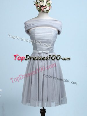 Sleeveless Belt Side Zipper Bridesmaid Gown