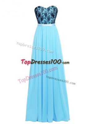 Aqua Blue Sweetheart Neckline Lace and Appliques Dress for Prom Sleeveless Zipper