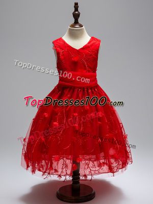 Fancy Tulle Sleeveless High Low Custom Made and Appliques