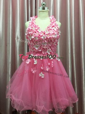 Hot Sale Sleeveless Hand Made Flower Backless Cocktail Dresses