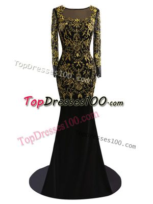 Long Sleeves Brush Train Beading Zipper Dress for Prom