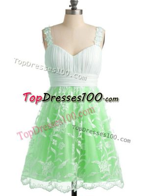 Lace Wedding Party Dress Apple Green Lace Up Sleeveless Knee Length