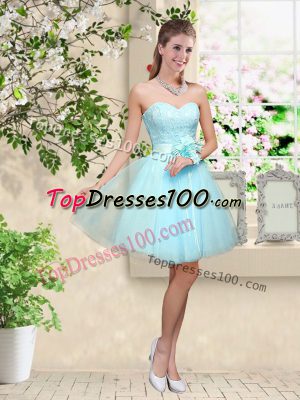 Custom Design Sleeveless Lace and Belt Lace Up Dama Dress