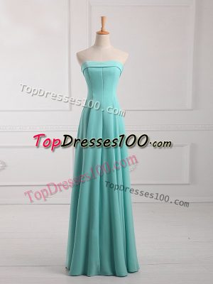 Aqua Blue Bridesmaids Dress Prom and Party with Ruching Strapless Sleeveless Lace Up