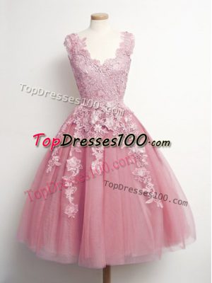 Fashion Sleeveless Appliques Lace Up Bridesmaid Dress