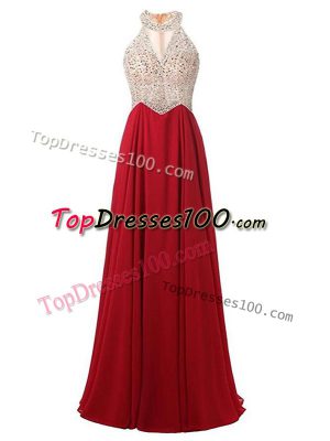 Captivating Sleeveless Zipper Floor Length Beading Dress for Prom