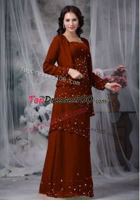 Enchanting Chiffon Sleeveless Floor Length Mother of the Bride Dress and Beading