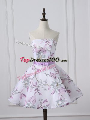 Sophisticated Mini Length White Prom Dresses Scoop Sleeveless Lace Up