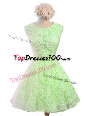 Dazzling Scoop Lace Up Belt Bridesmaid Dress Sleeveless