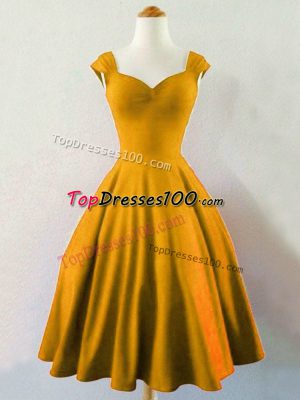 Colorful Gold Vestidos de Damas Prom and Party and Wedding Party with Ruching Straps Sleeveless Lace Up