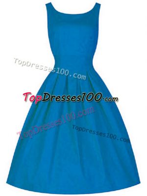 Blue Zipper Scoop Ruching Wedding Guest Dresses Taffeta Sleeveless
