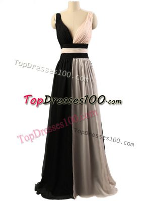 Straps Sleeveless Criss Cross Quinceanera Court of Honor Dress White And Black Chiffon
