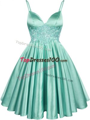 Apple Green Vestidos de Damas Prom and Party and Wedding Party with Lace Spaghetti Straps Sleeveless Lace Up
