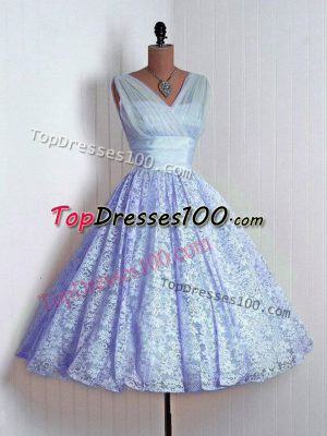 Exceptional Mini Length Lavender Quinceanera Court Dresses Lace Sleeveless Lace