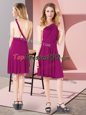 Wonderful Mini Length Empire Sleeveless Fuchsia Bridesmaid Dresses Criss Cross