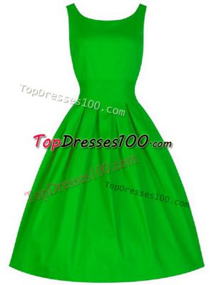 Green Taffeta Lace Up Bridesmaid Dress Sleeveless Knee Length Ruching