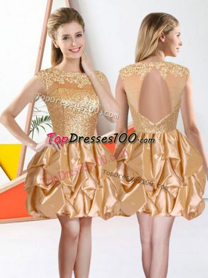 Low Price Champagne Sleeveless Taffeta Backless Quinceanera Court Dresses for Prom and Party