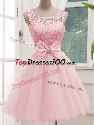 Beauteous Scoop Sleeveless Tulle Damas Dress Lace and Bowknot Lace Up
