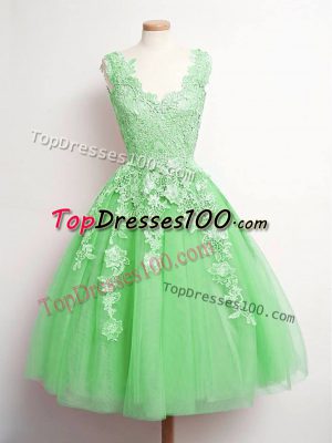 Knee Length A-line Sleeveless Green Wedding Party Dress Lace Up