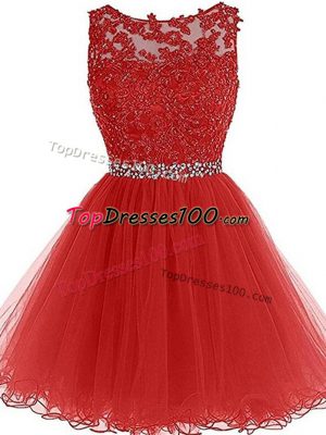 Fashionable Sleeveless Zipper Mini Length Beading and Lace and Appliques Homecoming Dress