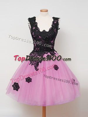 Affordable Tulle Sleeveless Knee Length Wedding Guest Dresses and Lace