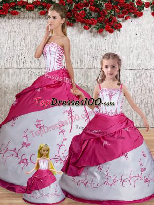 White Sleeveless Taffeta Lace Up Quinceanera Gowns for Military Ball and Sweet 16 and Quinceanera