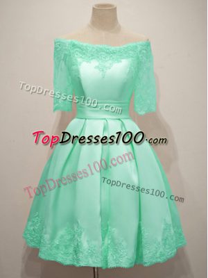 Free and Easy Lace Damas Dress Turquoise Lace Up Half Sleeves Knee Length
