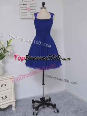 Royal Blue Zipper Straps Lace Vestidos de Damas Chiffon Sleeveless